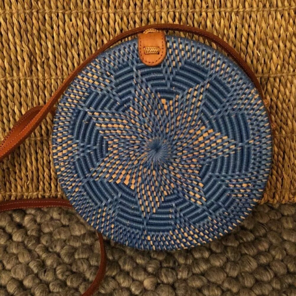 Blue Rattan Purse